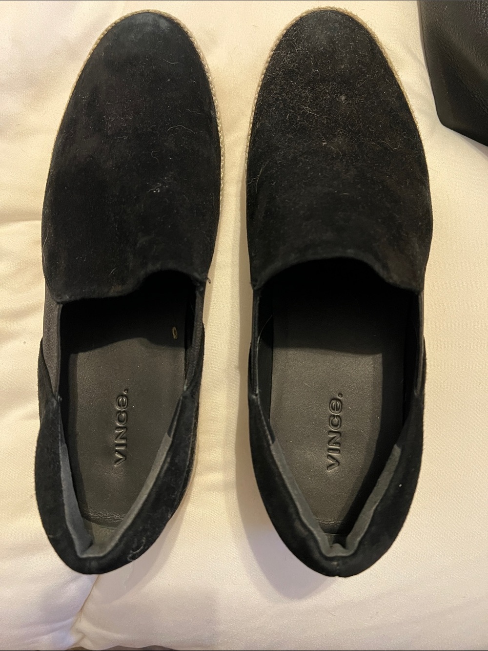 Vince Black Suede Slip-On Loafers